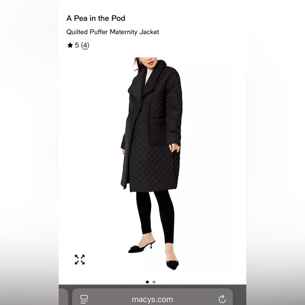 A Pea in the Pod Black Quilted Maternity Coat